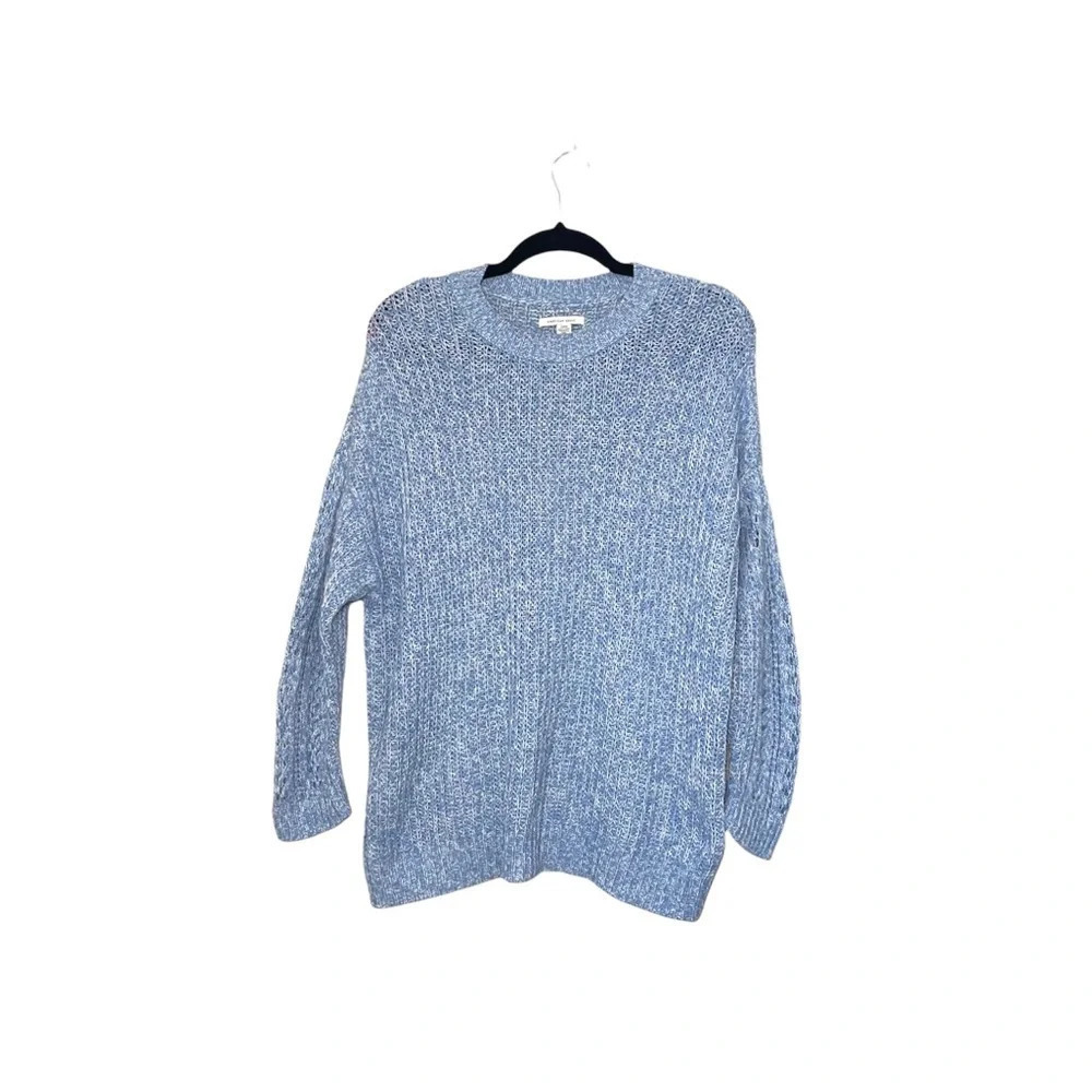 American Eagle Light Blue & White Marled Oversized Knit Sweater Small Women’s